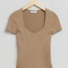 Klaer & Other Stories | Strikket Sweetheart Neck Topp Stovet Beige