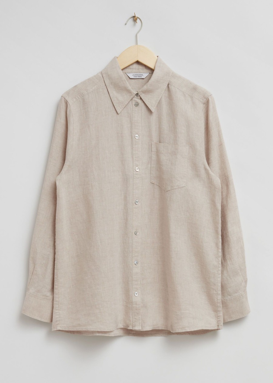 Klaer & Other Stories | Oversized Patch Pocket Skjorte Lys Beige