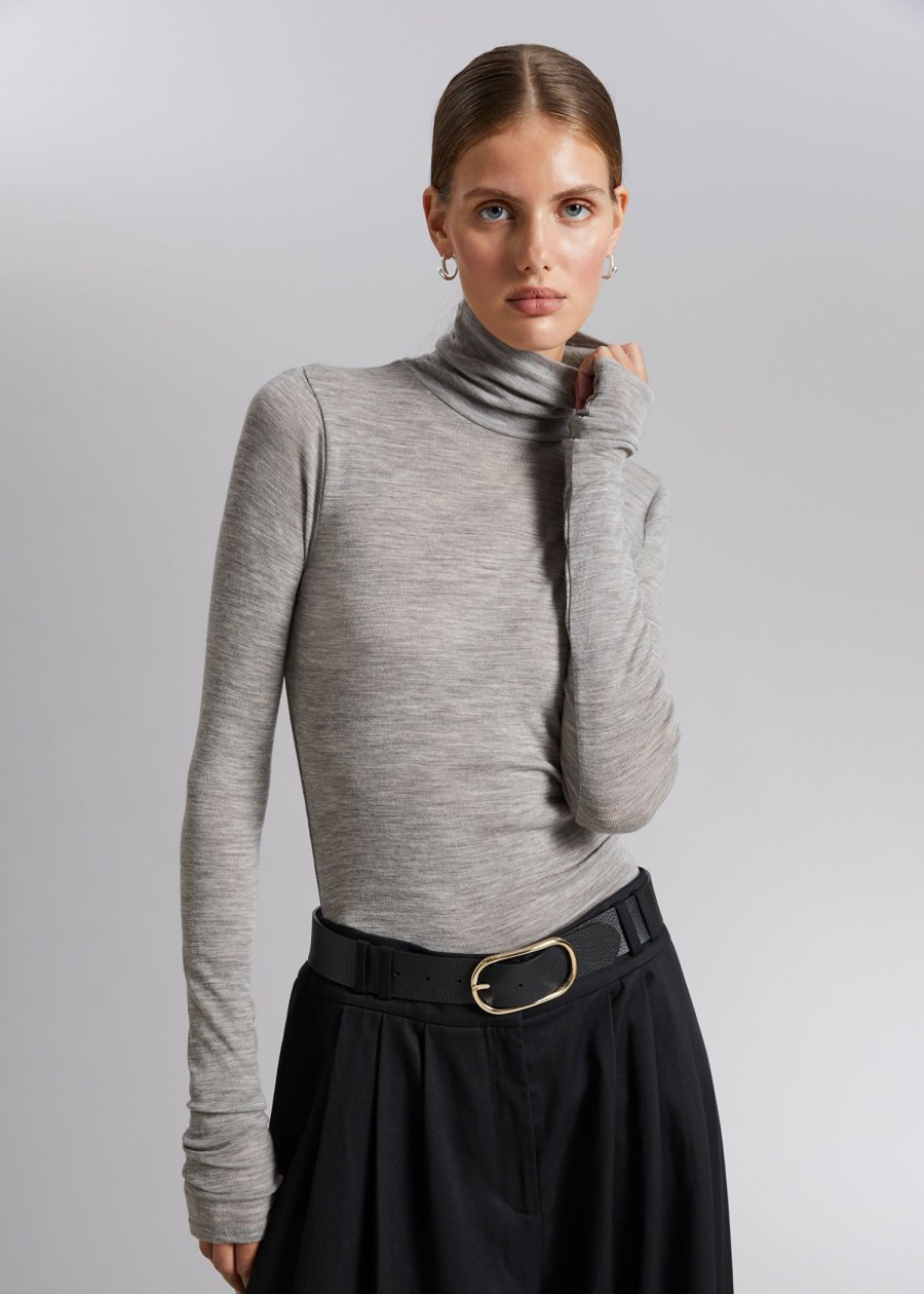 Klaer & Other Stories | Langermet Topp Med Turtleneck I Ull Gra