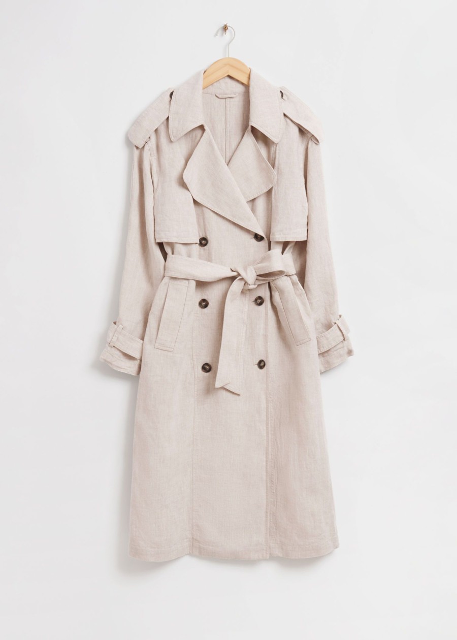 Klaer & Other Stories | Storm Flap Trench Coat I Lin Naturlig Beige