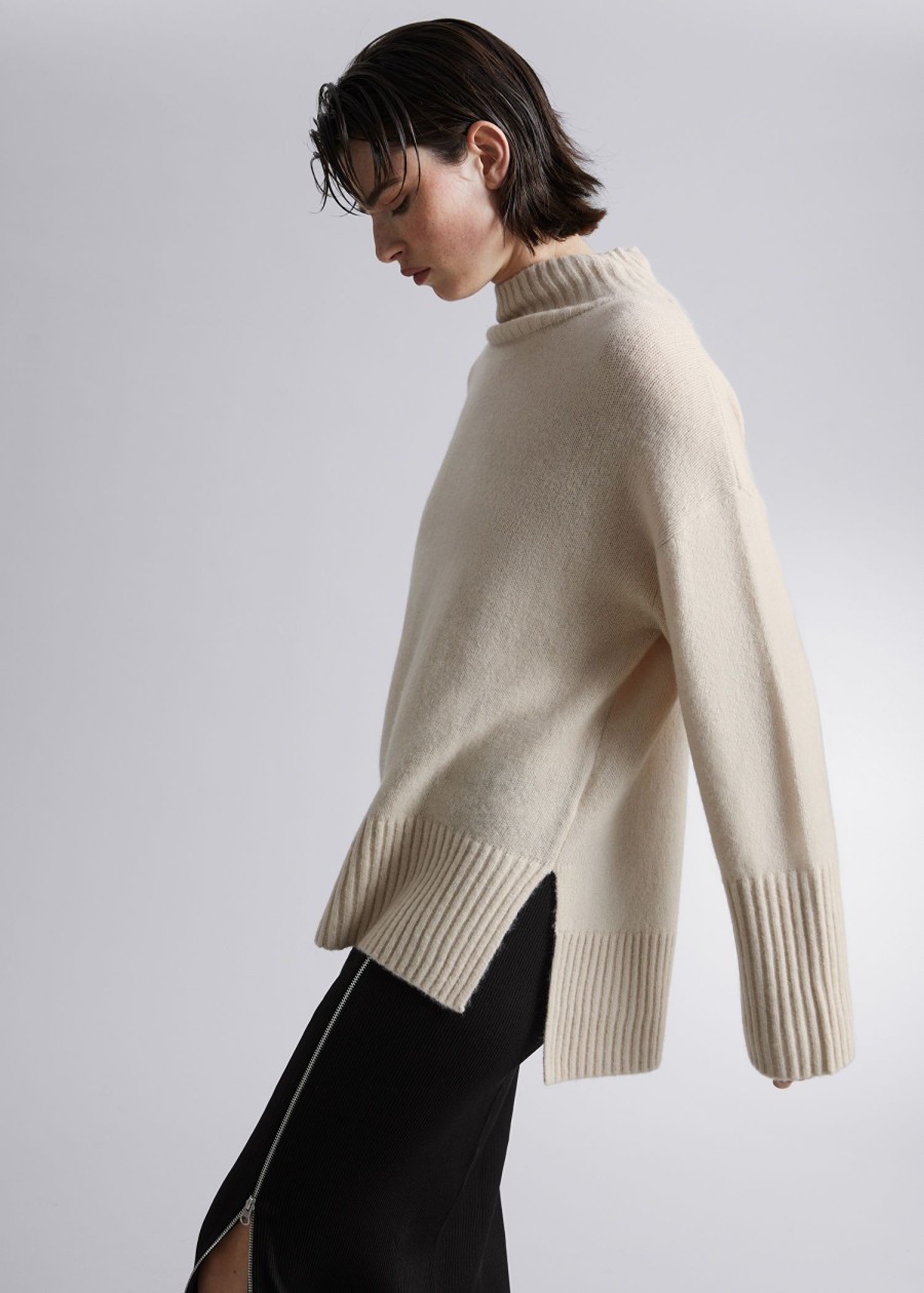 Klaer & Other Stories | Mock-Neck Strikket Genser Beige