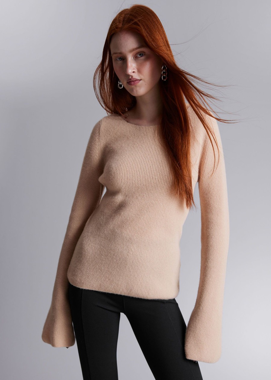 Klaer & Other Stories | Bell Sleeve Cashmere Genser Fersken