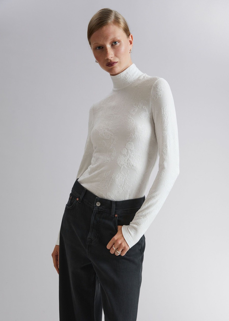 Klaer & Other Stories | Mock Neck Jacquard Topp Hvit