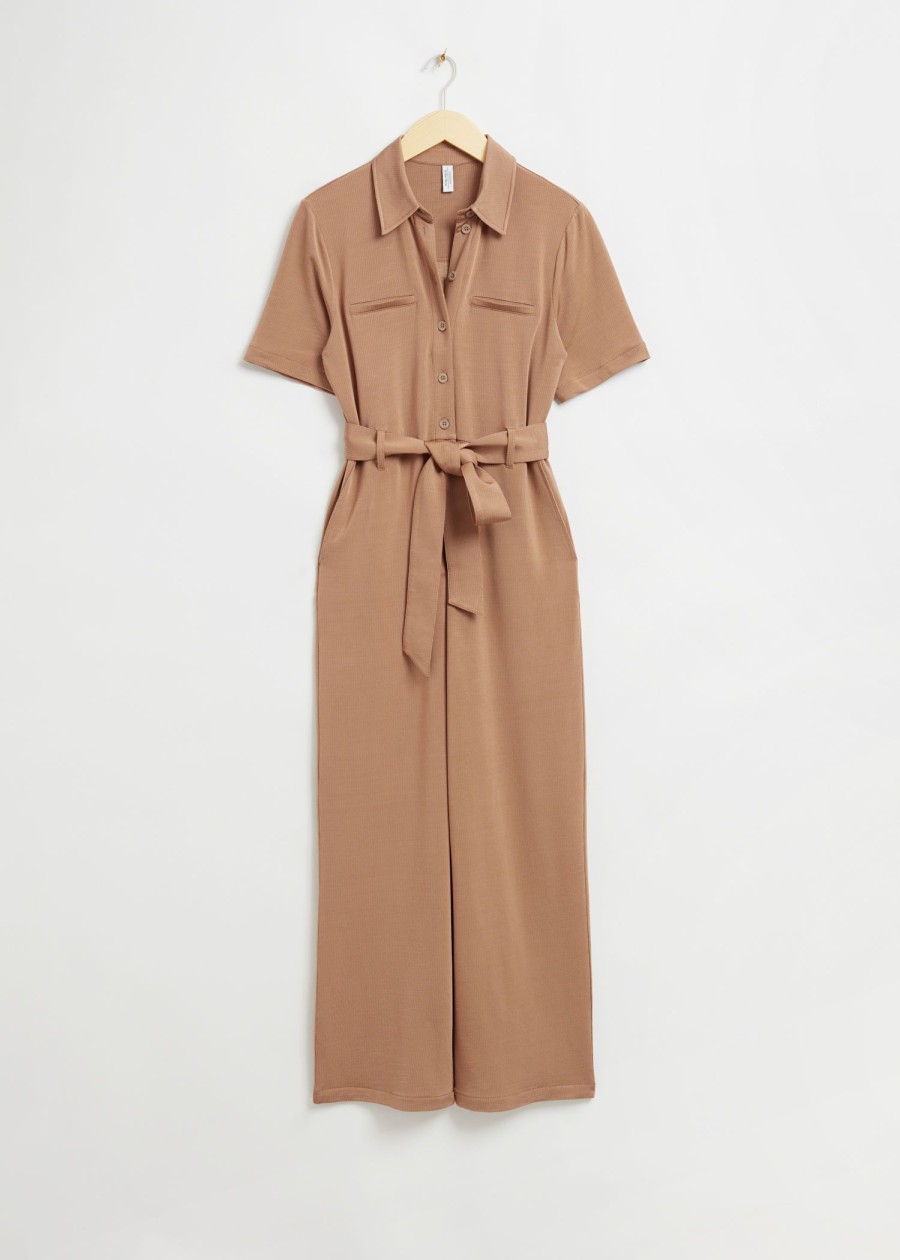 Klaer & Other Stories | Kortermet Jumpsuit Med Belte Mork Beige