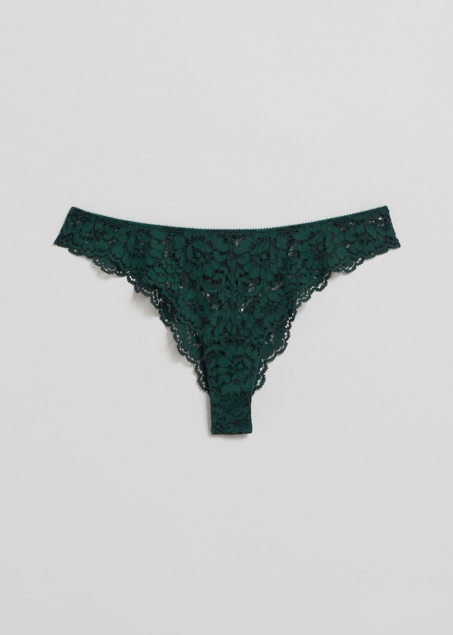 Undertoy & Other Stories | Scalloped Blonde Tanga Mork Gronn