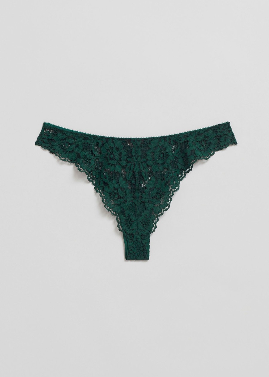 Undertoy & Other Stories | Scalloped Blonde Tanga Mork Gronn