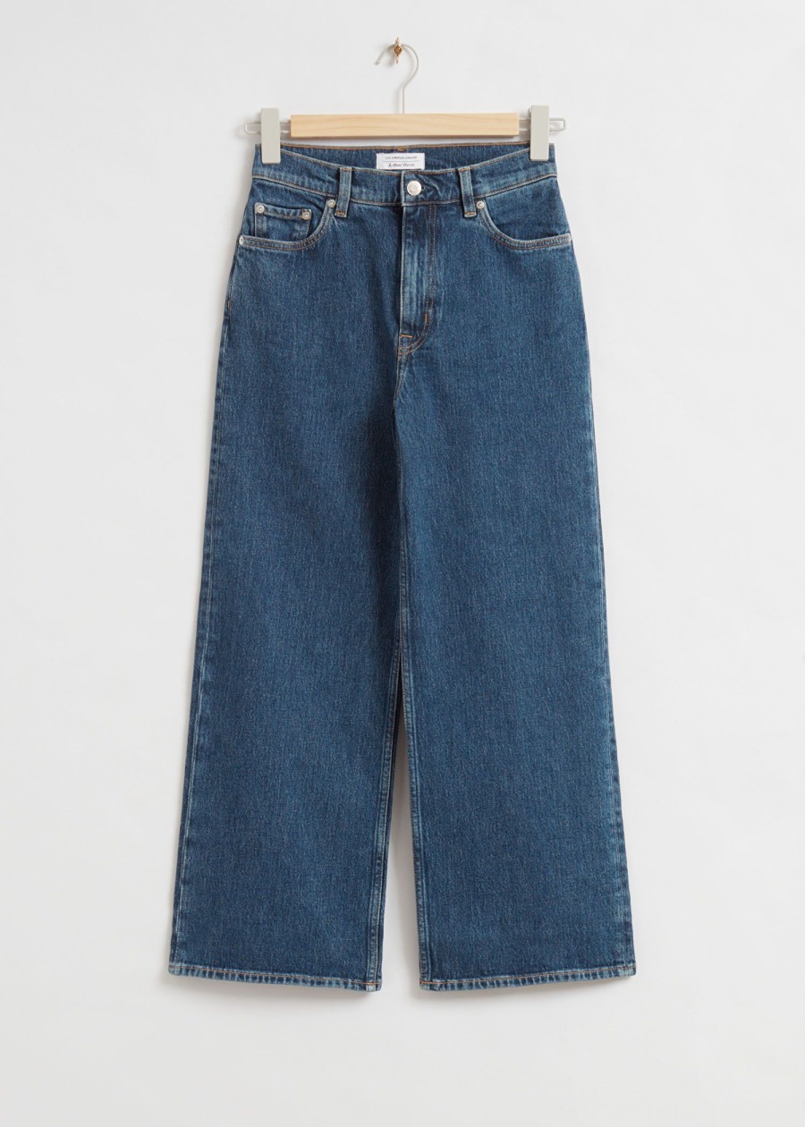 Klaer & Other Stories | Bred Cropped Jeans Middels Stovete Bla