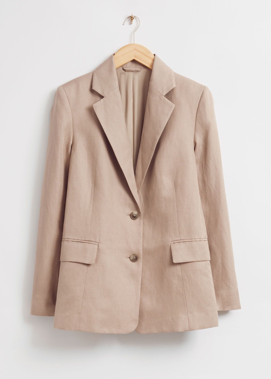 Klaer & Other Stories | Avslappet Single-Breasted Silke Blazer Stovet Beige