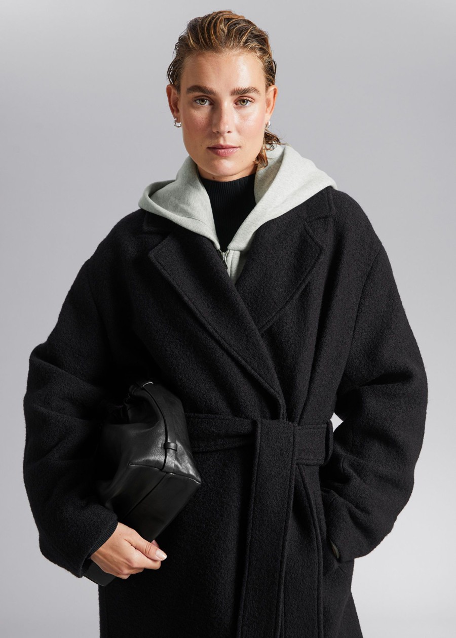 Klaer & Other Stories | Voluminos Belted Wool Coat Svart