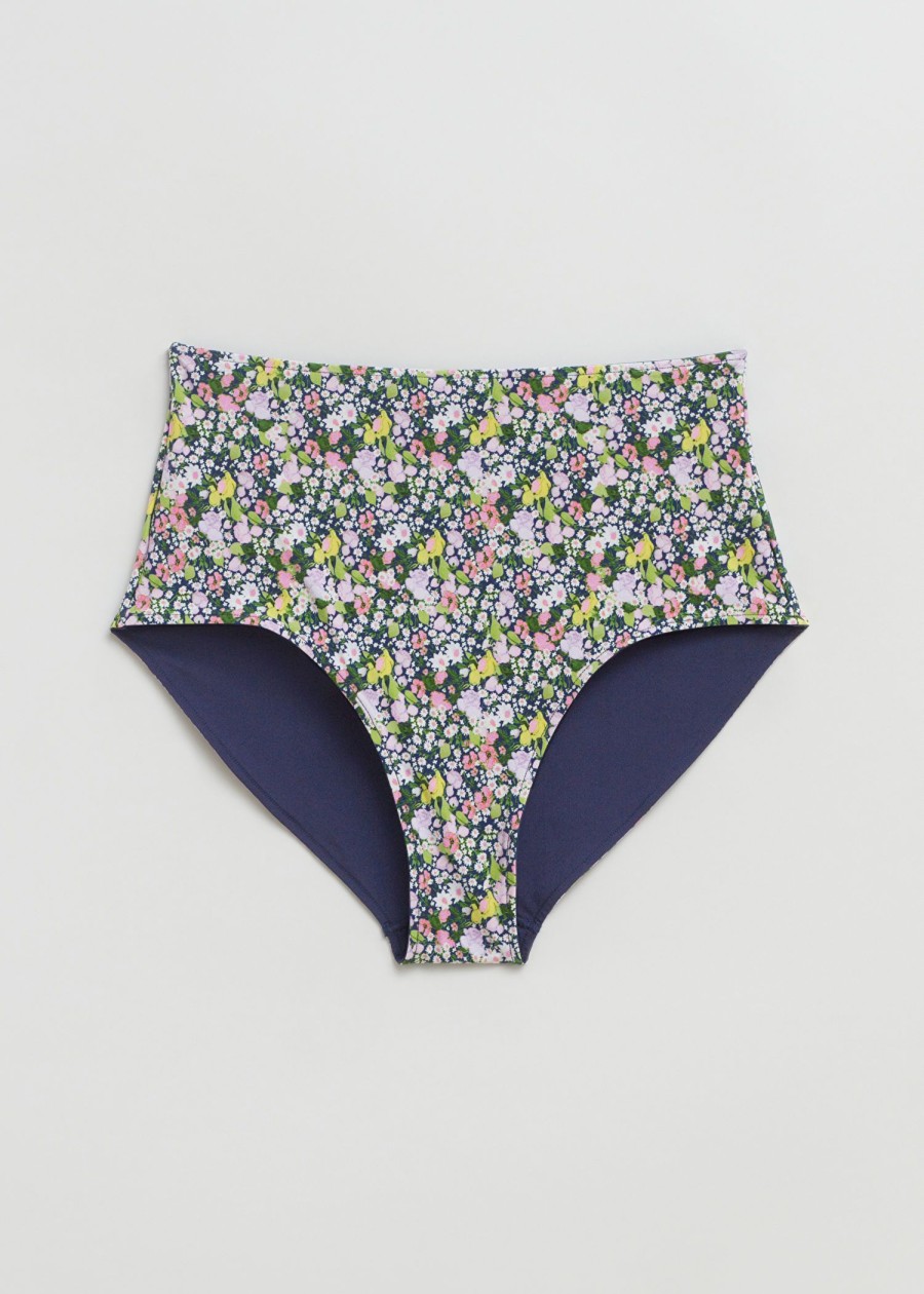 Badetoy & Other Stories | Vendbar Bikiniunderdel Med Hoy Midje Mork Bla/Blomstret