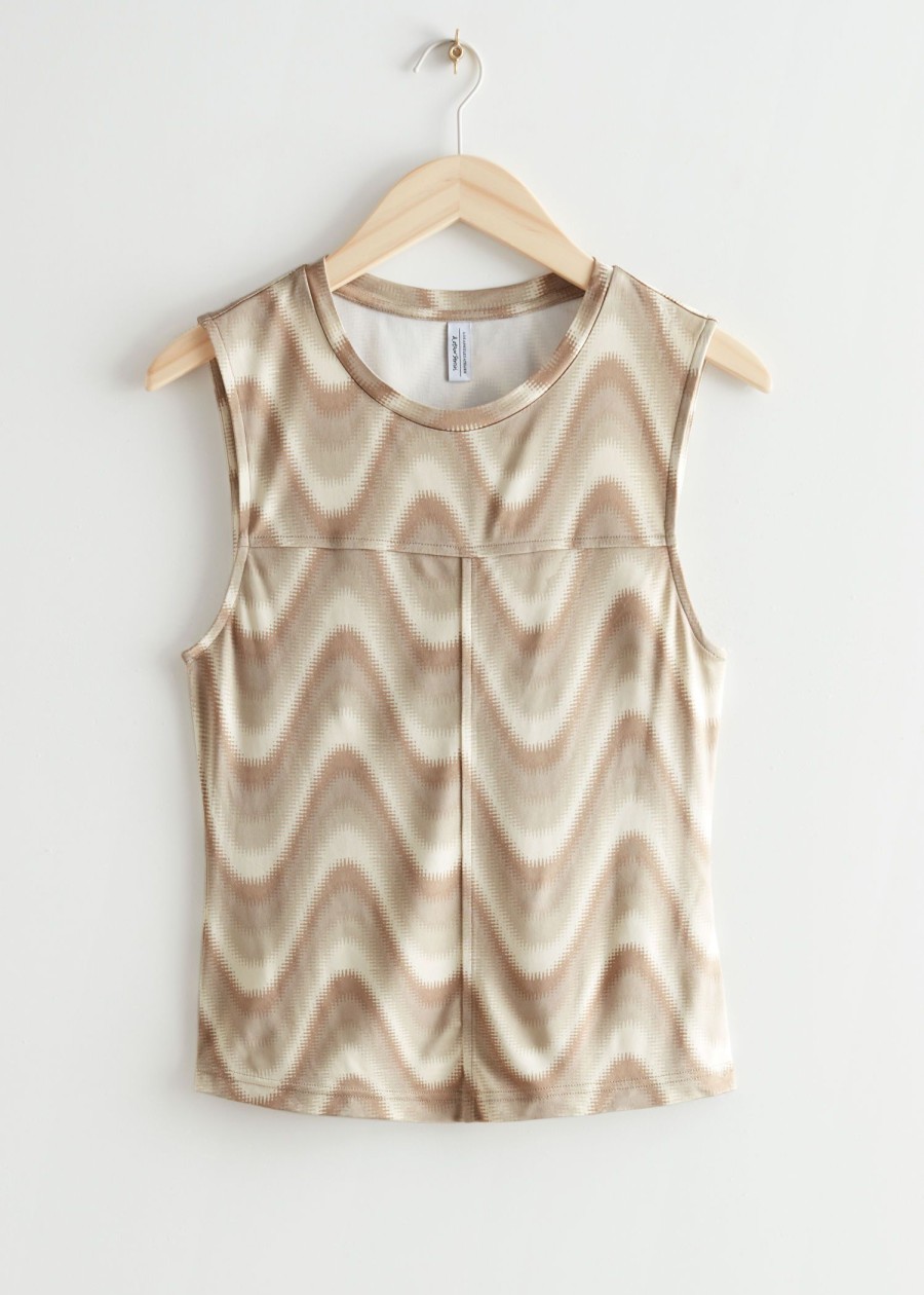 Klaer & Other Stories | Wave Print Topp Beige Trykk