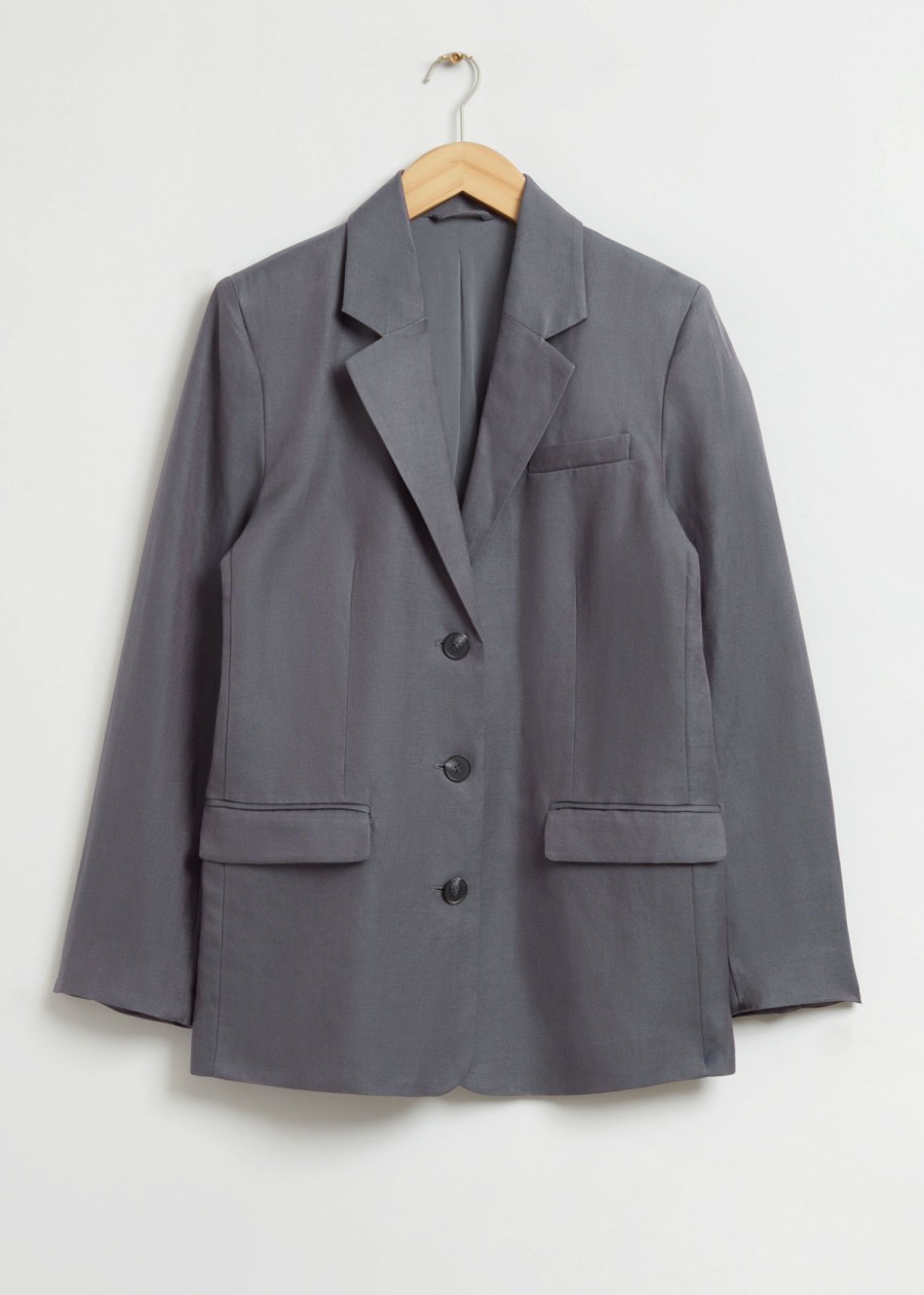 Klaer & Other Stories | Avslappet Single-Breasted Silke Blazer Mork Gra