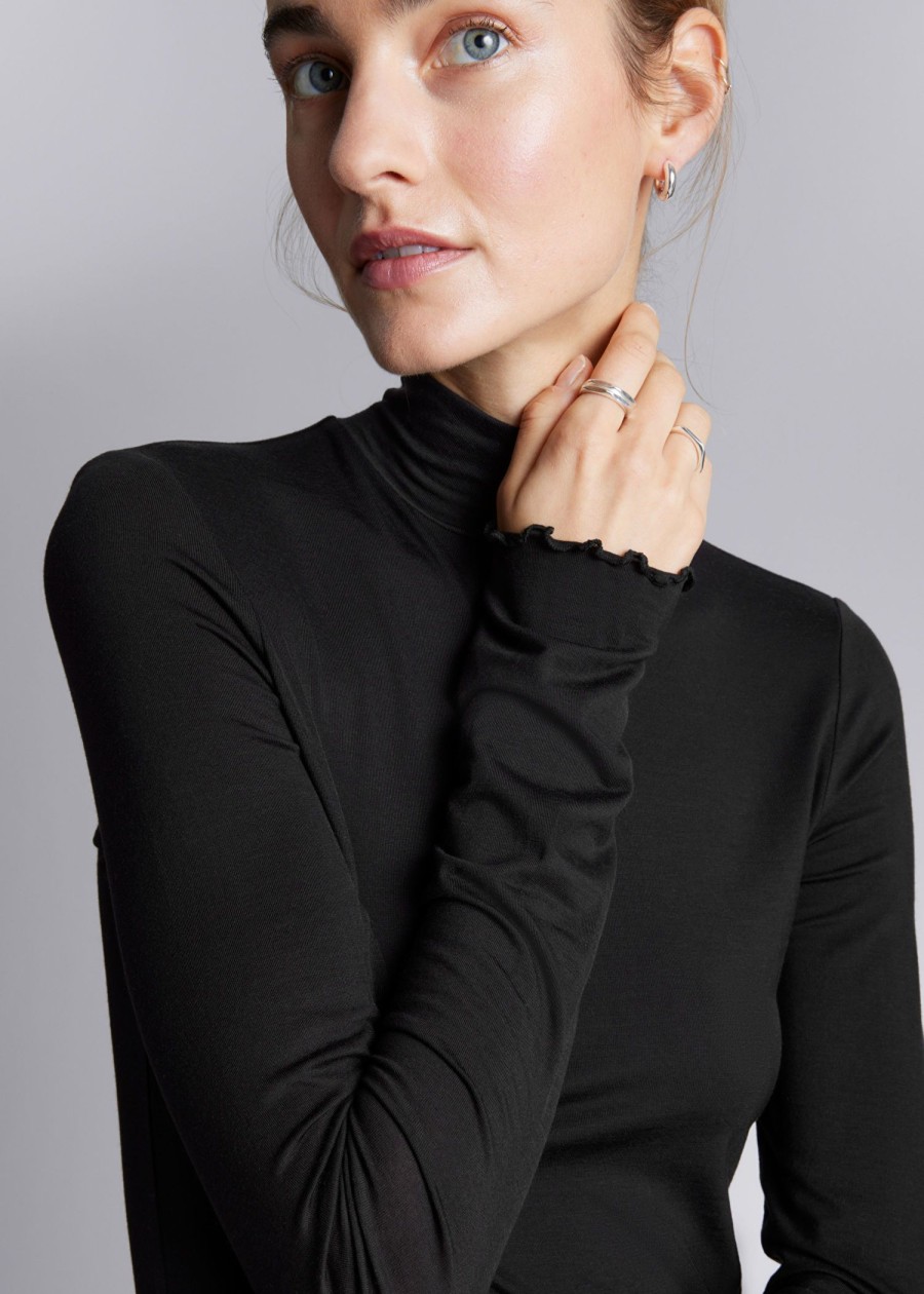 Klaer & Other Stories | Frill-Cuff Mock-Neck Topp Svart