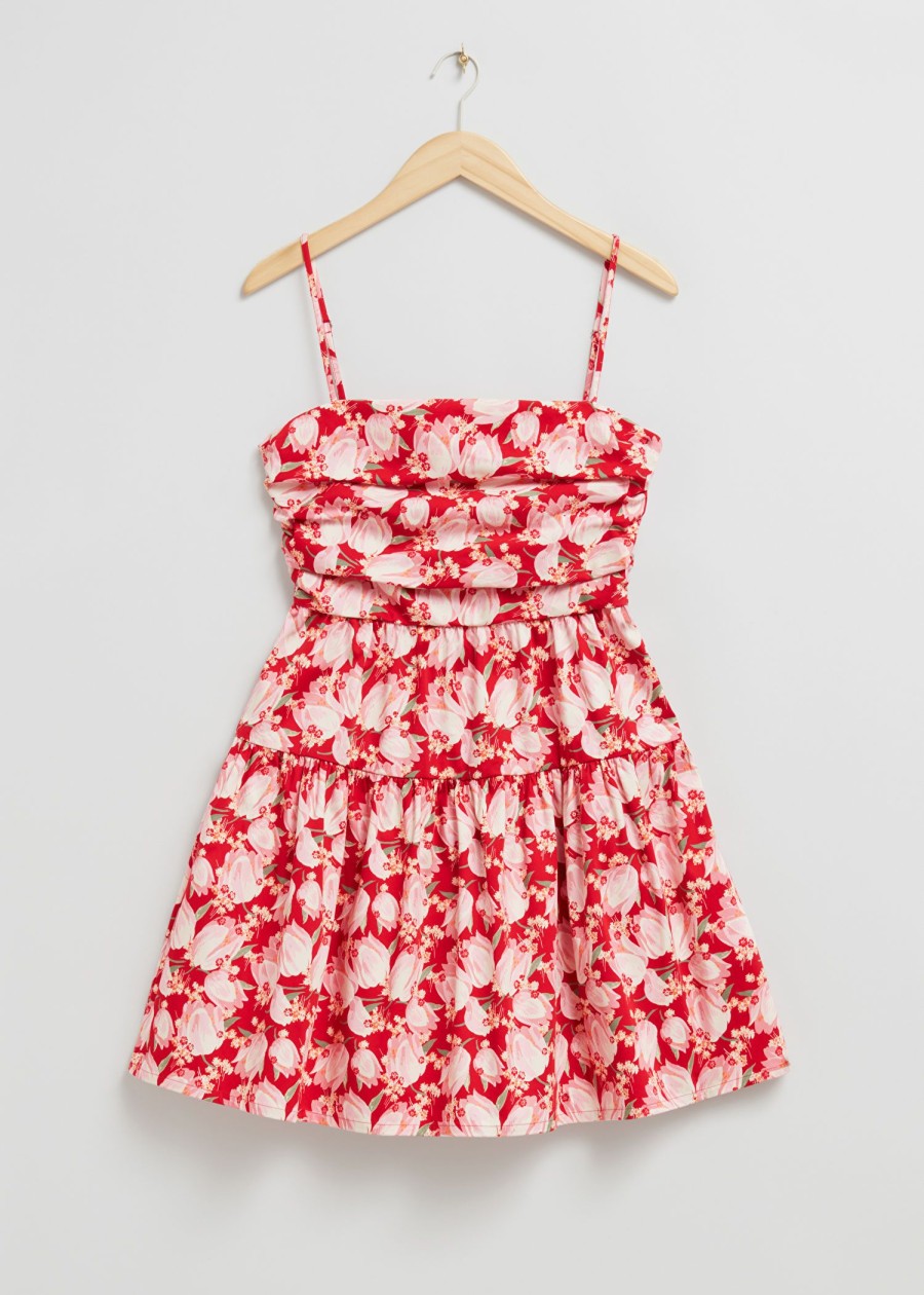 Klaer & Other Stories | Babydoll Plissert Bodice Dress Lyst Rodt Blomstertrykk