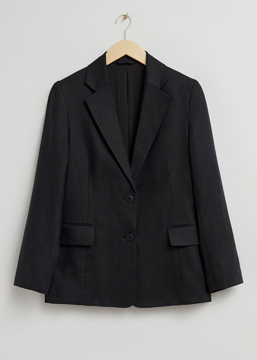 Klaer & Other Stories | Avslappet Single Breasted Linen Blazer Svart