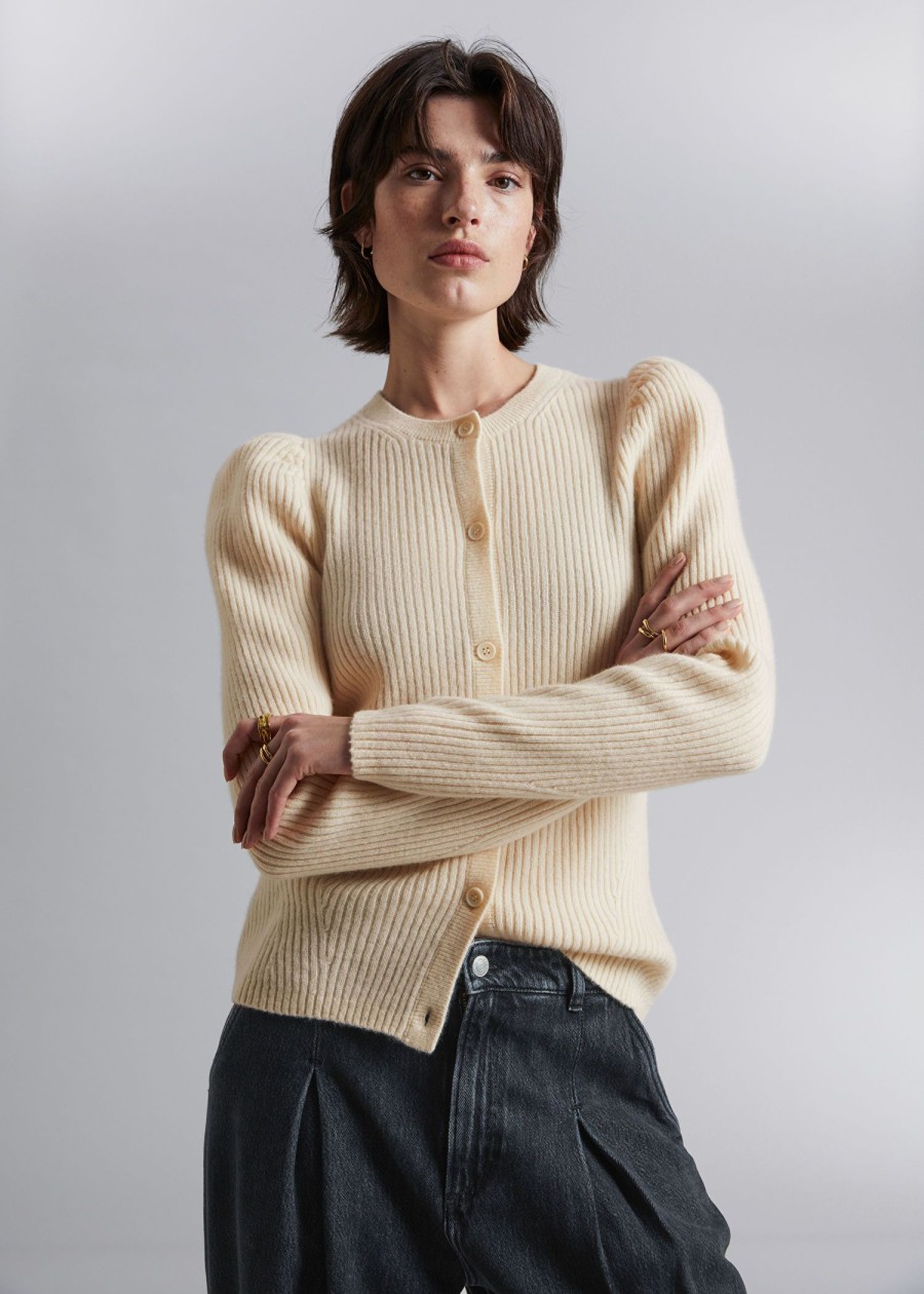 Klaer & Other Stories | Merino Puffermet Cardigan Lys Beige