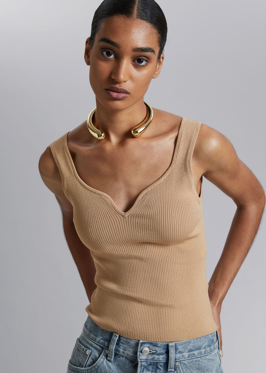 Klaer & Other Stories | Sweetheart-Neck Tank Top Stovet Beige