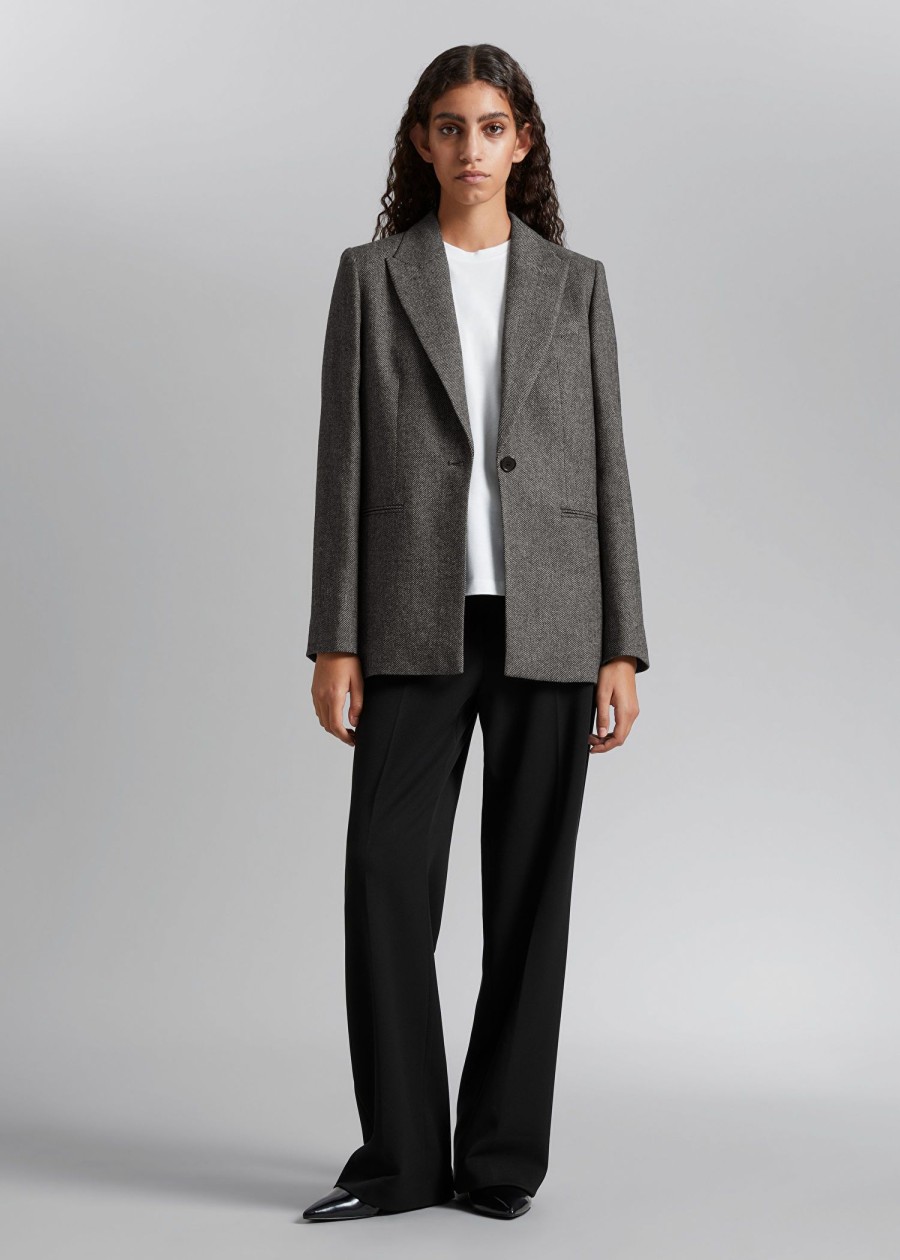 Klaer & Other Stories | Oversized Pinstripe Blazer Gra Fiskebein