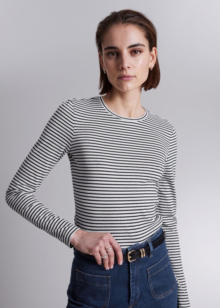 Klaer & Other Stories | Stripete Glittertopp Navy/Cream Stripes